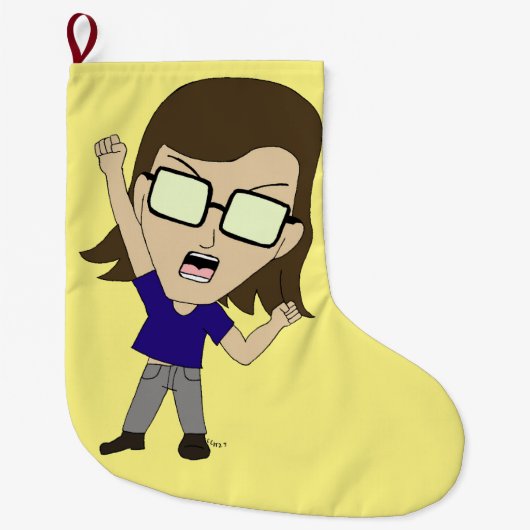 チビ（小さくかわいく書いた感じ）Sonic_Zeph ラージクリスマスストッキング (正面)