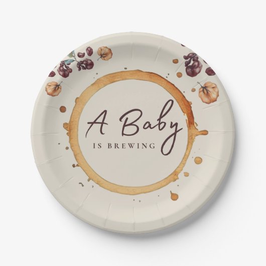 チフス素朴プ風コーヒー豆の赤ちゃんシャワー ペーパープレート (正面)