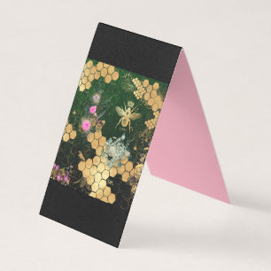チフランスのック,ビクトリアン蜂,フローラ,金ゴールド箔,ベル 名刺