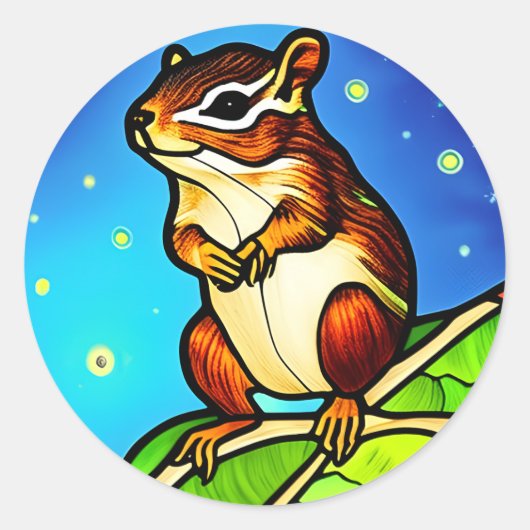 チプマンクよくはしゃぐパル ラウンドシール (正面)