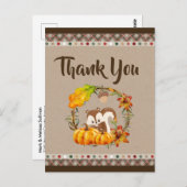 チプムンクとカボチャの秋素朴ありがとう ポストカード (正面/裏面)