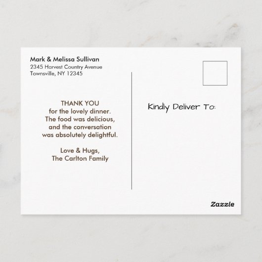 チプムンクとカボチャの秋素朴ありがとう ポストカード (裏面)