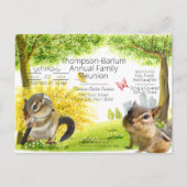 チプムンクをテーマにしたファミリー懇親会招待状 ポストカード (正面)