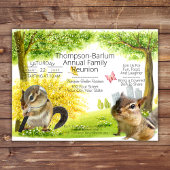 チプムンクをテーマにしたファミリー懇親会招待状 ポストカード