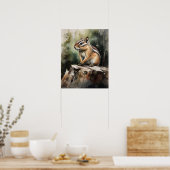 チプムンクウッドランド動物アートプリントポスター ポスター (キッチン)