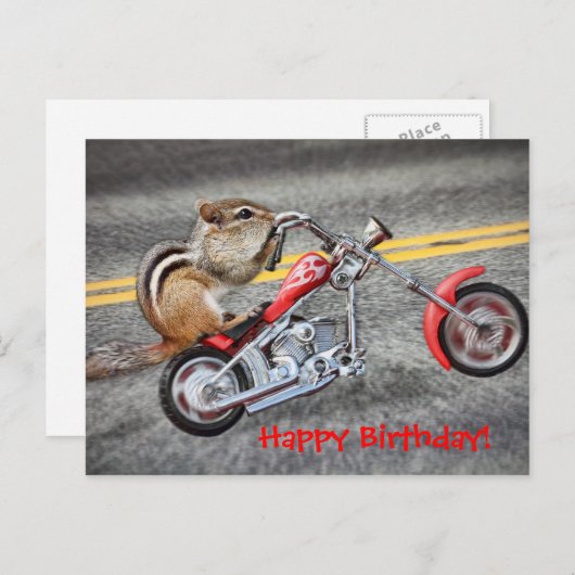 チプムンクバイクもしくは自転車に乗る人オートバイに乗る ポストカード (正面/裏面)