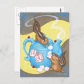 チプムンク茶パーティー葉書 ポストカード (正面/裏面)