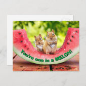 チプムン食べ物クスのスイカ インビテーションポストカード (正面/裏面)