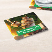 チプムン食べ物クマシュマロ スクエアペーパーコースター (アングル)