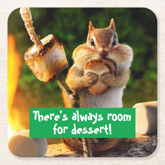 チプムン食べ物クマシュマロ スクエアペーパーコースター (正面)