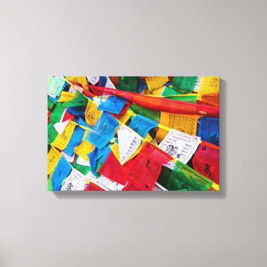 チベカラフルット祈りの言葉フラグ – チベット キャンバスプリント (正面)