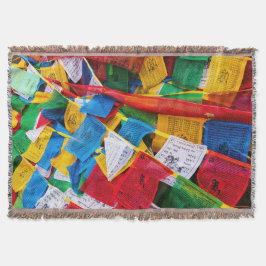 チベカラフルット祈りの言葉フラグ – チベット スローブランケット