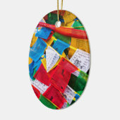 チベカラフルット祈りの言葉フラグ – チベット セラミックオーナメント (左)