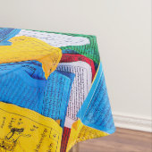 チベカラフルット祈りの言葉フラグ – チベット テーブルクロス (インサイチュ)