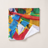 チベカラフルット祈りの言葉フラグ – チベット バスタオルセット (ウォッシュタオル)