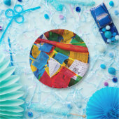 チベカラフルット祈りの言葉フラグ – チベット ペーパープレート (パーティー)