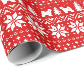 チベタンテリアのクリスマスのセーターパターン赤 ラッピングペーパー (ロールコーナー)