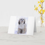 チベタンテリアのクロテンおよび白 カード (黄色い花)