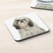 チベタンテリアの子犬のポートレート コースター (左側)