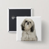 チベタンテリアの子犬 缶バッジ (正面&裏面)