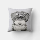 チベタンテリアの絵画-かわいい元の犬の芸術 クッション (裏面)