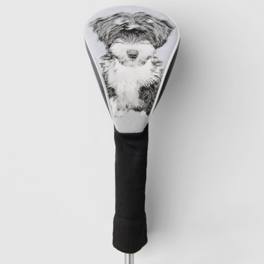 チベタンテリアの絵画-かわいい元の犬の芸術 ゴルフヘッドカバー (正面)