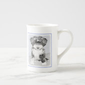 チベタンテリアの絵画-かわいい元の犬の芸術 ボーンチャイナマグカップ (右)