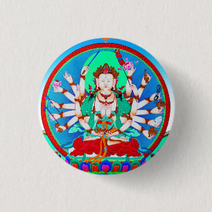 チベッカッコいいトthangka tattoo cundhi菩薩 缶バッジ