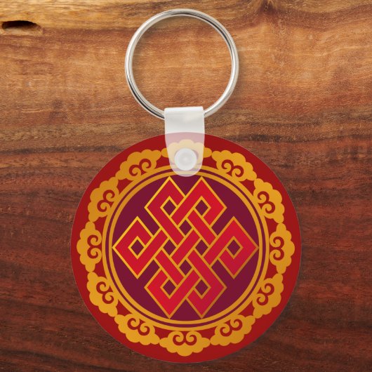 チベットのカルマ仏教永遠の結び目 キーホルダー (正面)