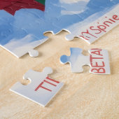 チベットのスパニエル犬走のクリスマス帽子と雪の中 ジグソーパズル (側面)