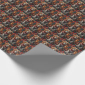 チベットのテリア犬とクリスマスプレゼント暖炉 ラッピングペーパー (角)