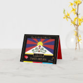 チベットのロサールとタシデレク - 新年 / 旗 チベット カード (黄色い花)