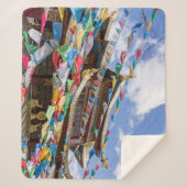 チベットの寺と祈りの言葉フラグ – 雲南省、中国 シェルパブランケット (正面)