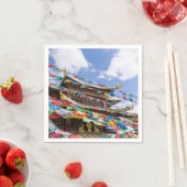 チベットの寺と祈りの言葉フラグ – 雲南省、中国 スタンダードカクテルナプキン (インサイチュ)