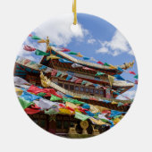 チベットの寺と祈りの言葉フラグ – 雲南省、中国 セラミックオーナメント (裏面)