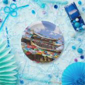 チベットの寺と祈りの言葉フラグ – 雲南省、中国 ペーパープレート (パーティー)