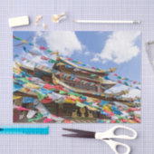 チベットの寺と祈りの言葉フラグ – 雲南省、中国 薄葉紙 (クラフト)