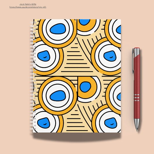 チベットの抽象的なパターンが背景の土色 青 ノートブック