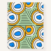 チベットの抽象的な芸術作品がパターンになったセージグリーン ノートブック (正面)