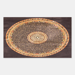 チベットの曼荼羅の芸術(金ゴールド及び黒) 長方形シール