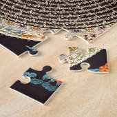 チベットの曼荼羅の芸術(黒及び金ゴールド) ジグソーパズル (側面)