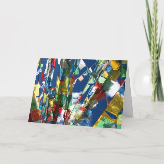 チベットの祈りの言葉は印を付けます挨拶状(中ブランク)に カード (正面)