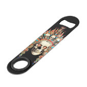 チベットの頭飾りが付いているスカル スピード栓抜き (正面アングル)