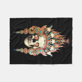 チベットの頭飾りが付いているスカル フリースブランケット (正面(横))