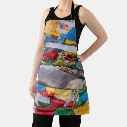 チベットの風景と祈りの言葉フラグ – ヒマラヤ エプロン (インサイチュ)