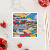 チベットの風景と祈りの言葉フラグ – ヒマラヤ スタンダードカクテルナプキン (インサイチュ)