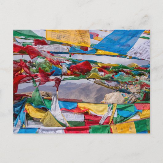 チベットの風景と祈りの言葉フラグ – ヒマラヤ ポストカード (正面)