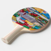 チベットの風景と祈りの言葉フラグ – ヒマラヤ 卓球ラケット (正面アングル)