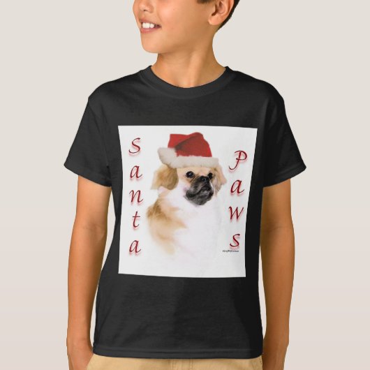 チベットスパニエル犬サンタポーズ Tシャツ (正面)