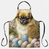 チベットスパニエル犬ドッグイースターエッグホリデイ エプロン (正面)